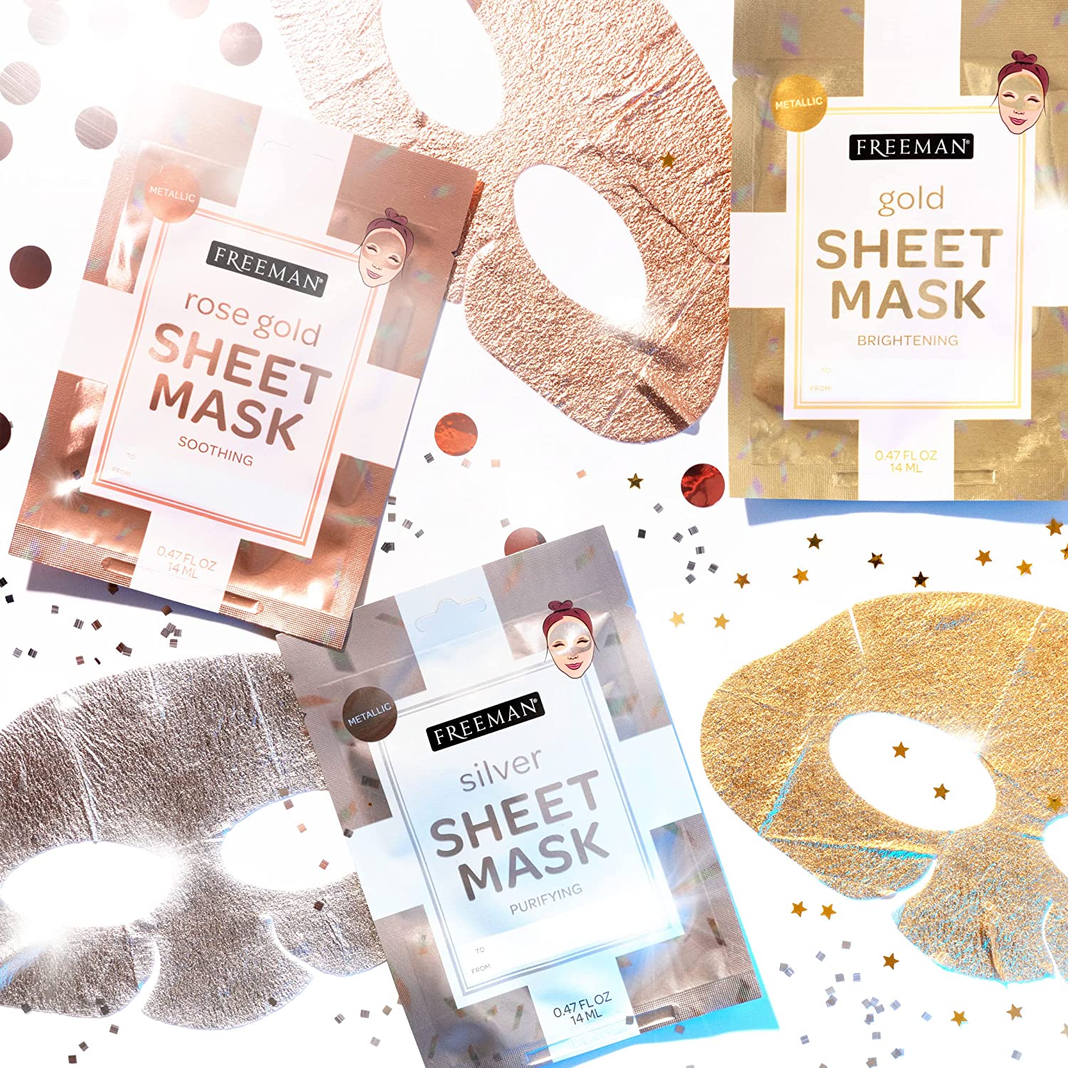 FREEMAN Facial Mask Variety Set: Clay, Peel-Off, Gel, & Mud Masks, Clearing, Hydrating, Detoxifying & Rejuvenating Skincare Essentials, Travel Facial Mask Kit, 12 Count - Image 5